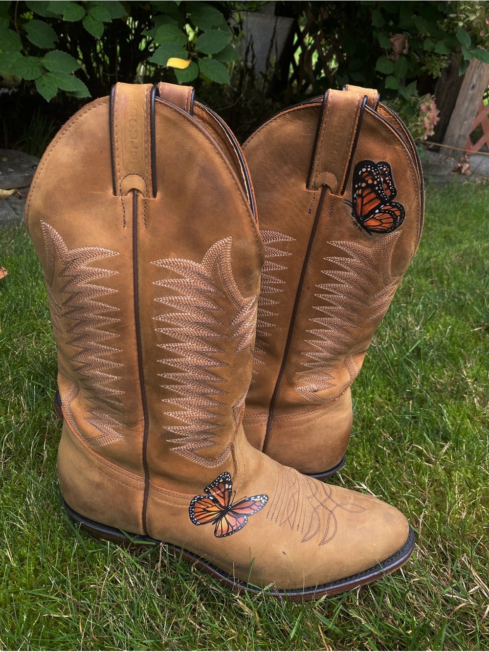 Women's Hand Painted butterfly Western Cowboy Boots BOULET
